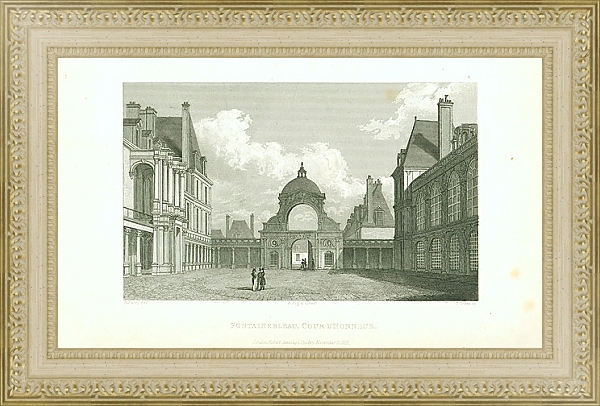 Постер Fontainebleau, Cour D'Honneur 1 с типом исполнения Акварель в раме в багетной раме 484.M48.725