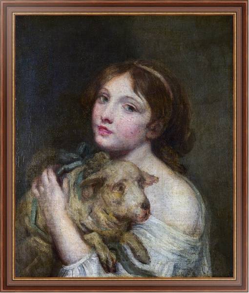 Постер Девушка с ягненком с типом исполнения На холсте в раме в багетной раме 35-M719P-83