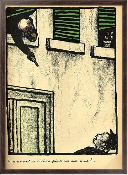Постер A bourgeois fires from his window on a passerby, 1902 с типом исполнения На холсте в раме в багетной раме 221-02