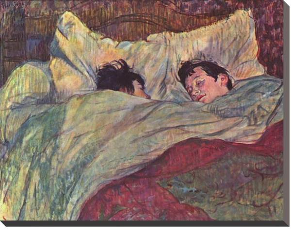 Постер Две девушки в кровати с типом исполнения На холсте без рамы