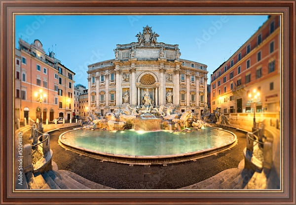 Постер Италия, Рим, фонтан Треви с типом исполнения На холсте в раме в багетной раме 35-M719P-83
