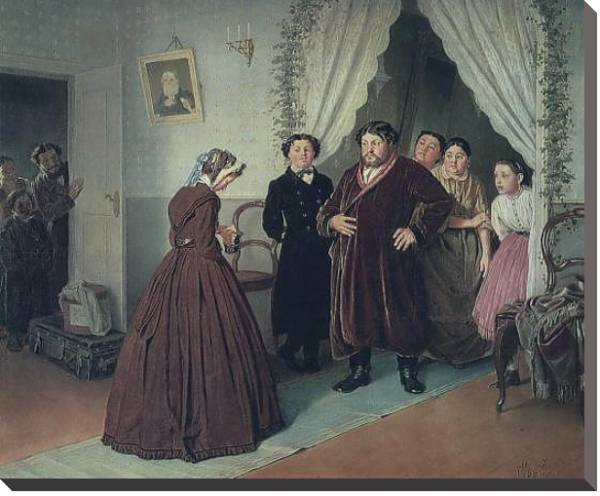 Постер Приезд гувернантки в купеческий дом. 1866 с типом исполнения На холсте без рамы