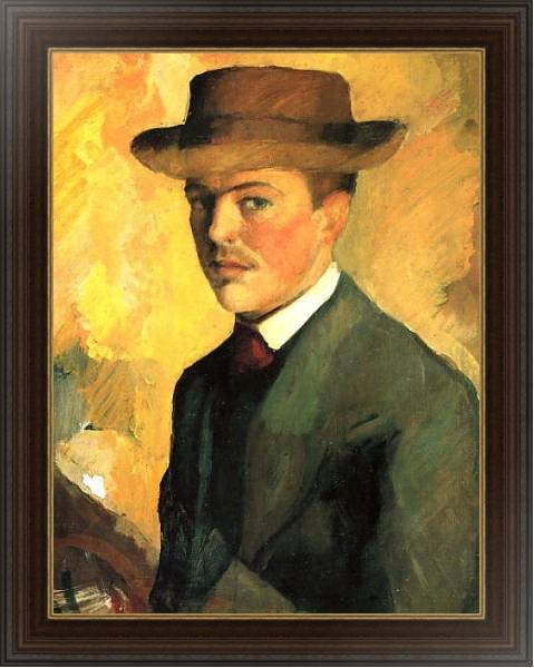 Постер Автопортрет в шляпе с типом исполнения На холсте в раме в багетной раме 1.023.151