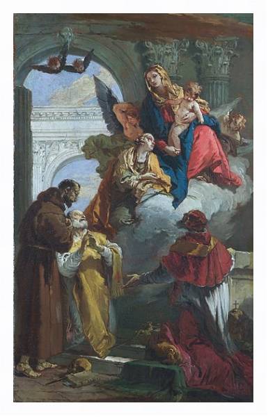 Постер Дева Мария с младенцем, появляющиеся перед группой Святых с типом исполнения На холсте в раме в багетной раме 221-03