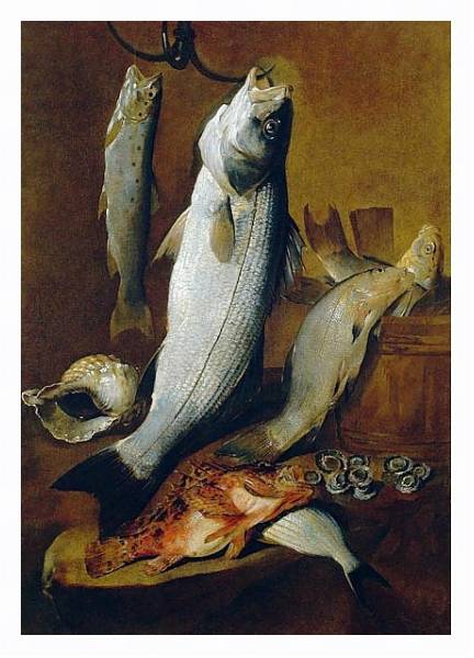Постер Натюрморт с рыбой с типом исполнения На холсте в раме в багетной раме 221-03