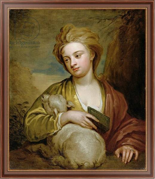 Постер Portrait of a Woman as St. Agnes, traditionally identified as Catherine Voss, c.1705-10 с типом исполнения На холсте в раме в багетной раме 35-M719P-83