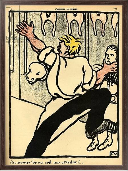 Постер A butcher seizes a woman by the neck and calls for help, 1902 с типом исполнения На холсте в раме в багетной раме 221-02