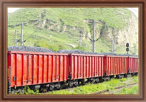 Постер Вагоны грузового поезда с углем с типом исполнения На холсте в раме в багетной раме 35-M719P-83