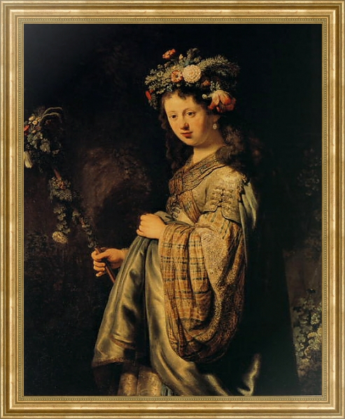 Постер Флора (портрет Саскии в виде Флоры) с типом исполнения На холсте в раме в багетной раме NA033.1.051