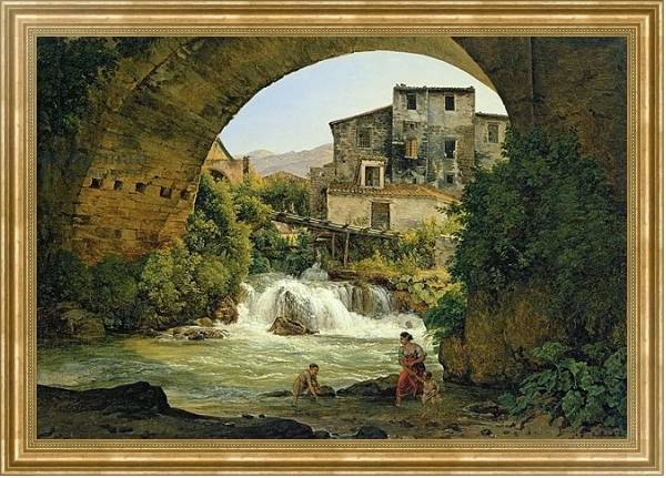 Постер Under the arch of a bridge in Italy, 1822 с типом исполнения На холсте в раме в багетной раме NA033.1.051