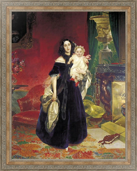 Постер Портрет Марии Аркадьевны Бек с дочерью. 1840 с типом исполнения На холсте в раме в багетной раме 484.M48.310