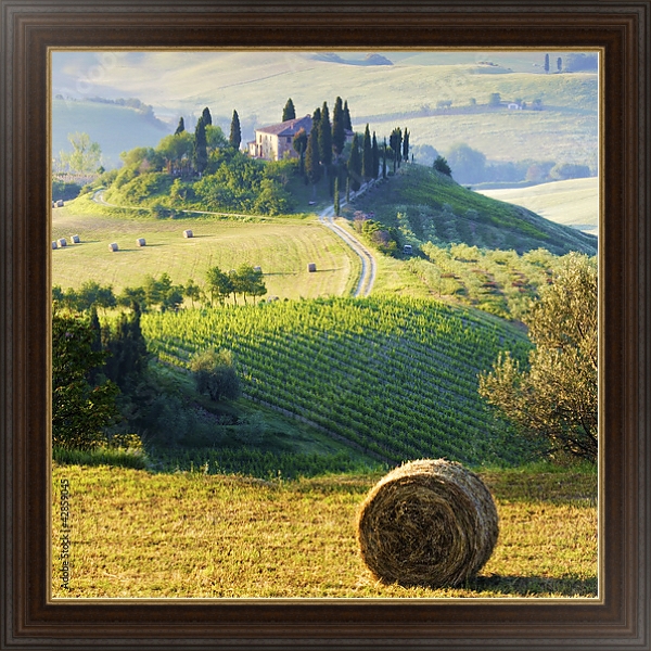 Постер Италия, Тоскана с типом исполнения На холсте в раме в багетной раме 1.023.151