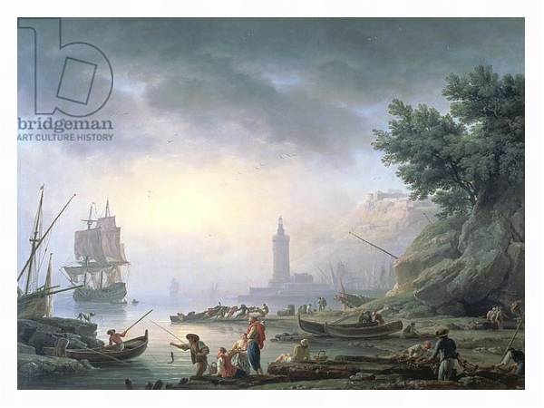 Постер Seaport at Dawn, 1751 с типом исполнения На холсте в раме в багетной раме 221-03