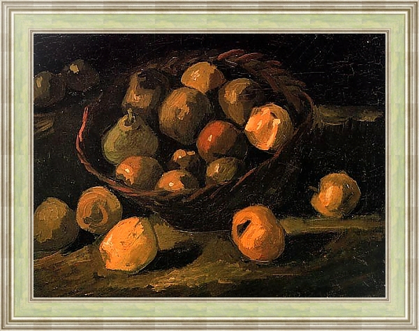 Постер Корзина яблок с типом исполнения На холсте в раме в багетной раме NA053.0.113