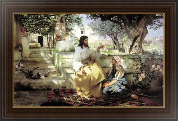 Постер Христос у Марфы и Марии. 1886 с типом исполнения На холсте в раме в багетной раме 1.023.151
