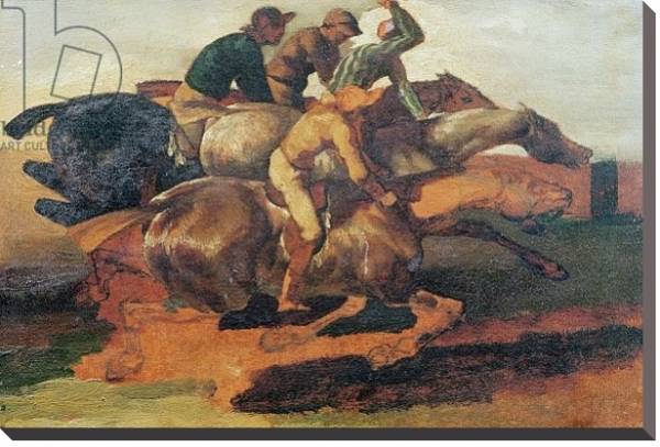 Постер Four Jockeys Galloping с типом исполнения На холсте без рамы