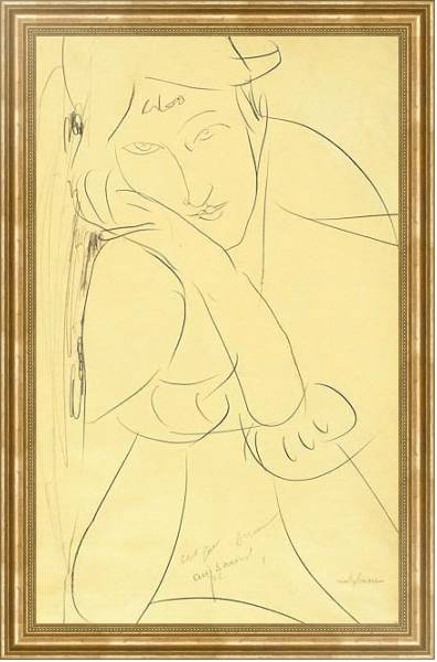 Постер Женщина, опирающаю голову на руки с типом исполнения На холсте в раме в багетной раме NA033.1.051