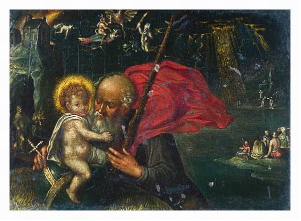 Постер Святой Христофор, несущий невинного младенца с типом исполнения На холсте в раме в багетной раме 221-03