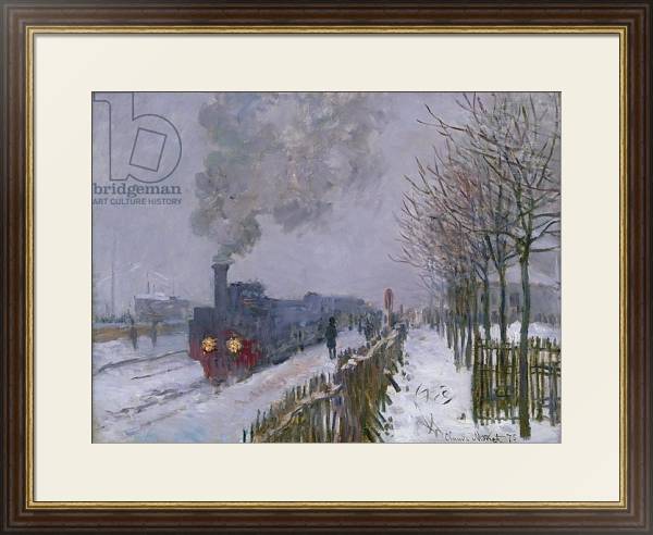 Постер Train in the Snow or The Locomotive, 1875 с типом исполнения Под стеклом в багетной раме 1.023.036