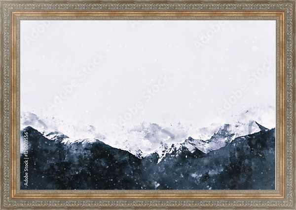 Постер Горный пейзаж зимой с типом исполнения На холсте в раме в багетной раме 484.M48.310