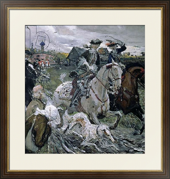 Постер Peter II and the Tsarevna Elizabeth Hunting, 1900 с типом исполнения Под стеклом в багетной раме 1.023.036