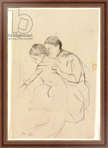 Постер Baby with Left Hand Touching a Tub, Held by Her Nurse, c.1891 с типом исполнения На холсте в раме в багетной раме 35-M719P-83