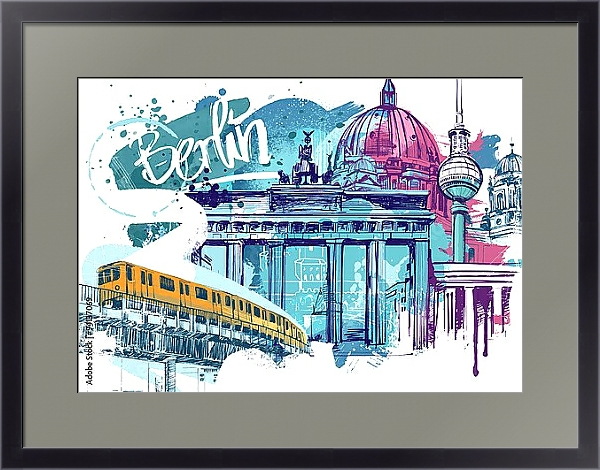 Постер Путешествие в Берлин с типом исполнения Под стеклом в багетной раме 221-01