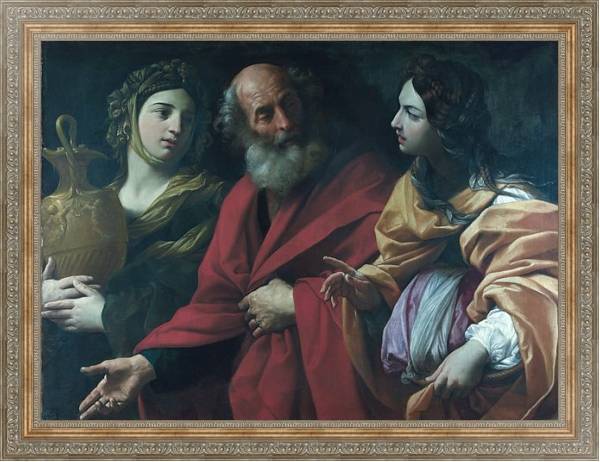 Постер Лот и его дочери, покидающие Содом с типом исполнения На холсте в раме в багетной раме 484.M48.310