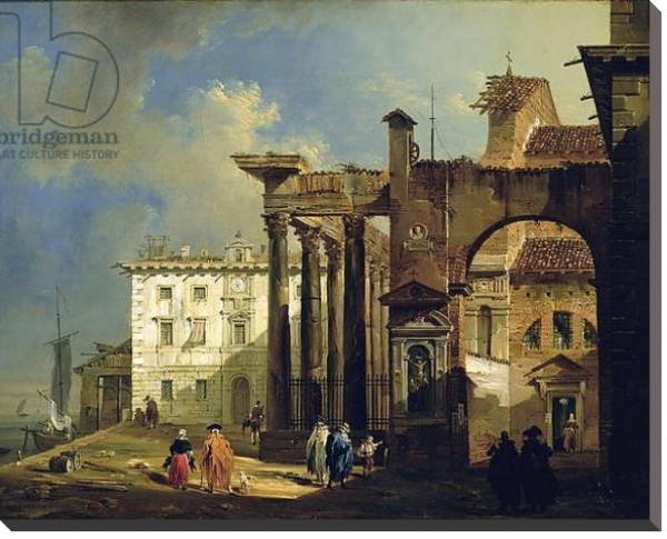 Постер The Portico of the Church of San Lorenzo in Milan, c.1814 с типом исполнения На холсте без рамы