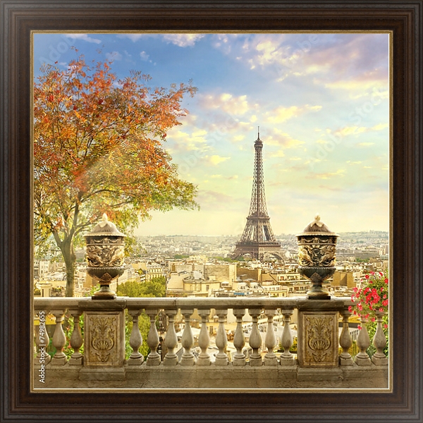 Постер Франция, Париж. Пейзаж с деревом с типом исполнения На холсте в раме в багетной раме 1.023.151