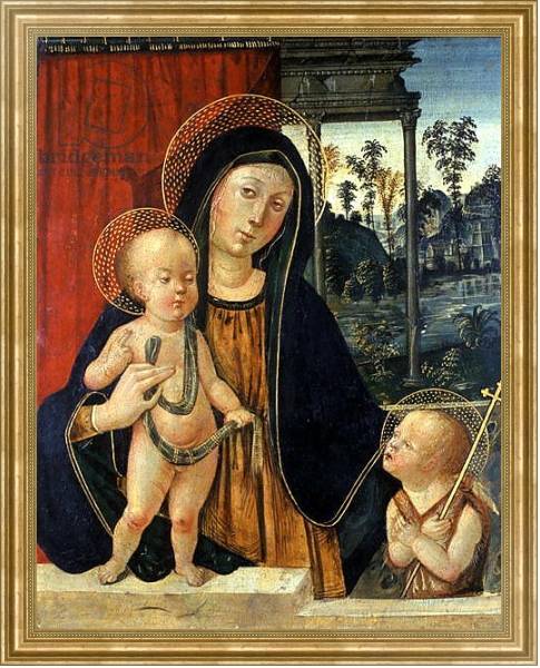 Постер Madonna and Child with a young John the Baptist, c.1500 с типом исполнения На холсте в раме в багетной раме NA033.1.051