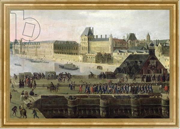 Постер View of the Pont-Neuf and the River Seine looking downstream, detail, c.1633 с типом исполнения На холсте в раме в багетной раме NA033.1.051