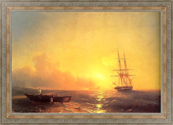 Постер Рыбаки на берегу моря с типом исполнения На холсте в раме в багетной раме 484.M48.310