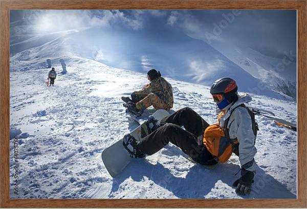 Постер Сноубордисты с типом исполнения На холсте в раме в багетной раме 1727.4310