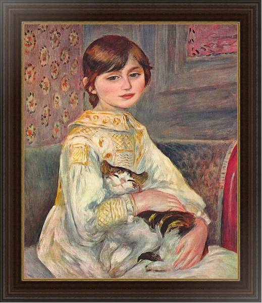 Постер Портрет мадемуазель Жюли Мане с кошкой с типом исполнения На холсте в раме в багетной раме 1.023.151