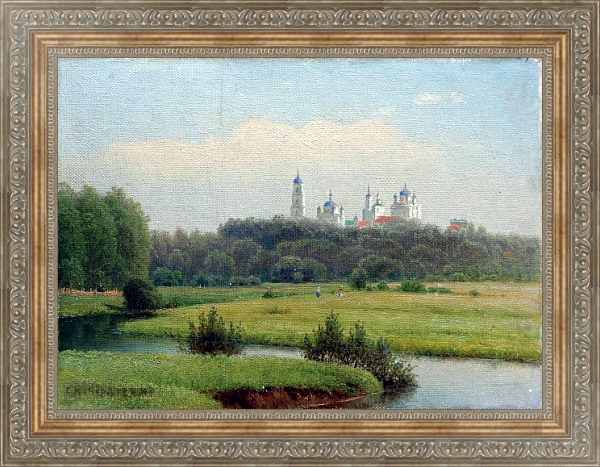Постер Летний пейзаж. Вид на монастырь. 1880-е с типом исполнения На холсте в раме в багетной раме 484.M48.310