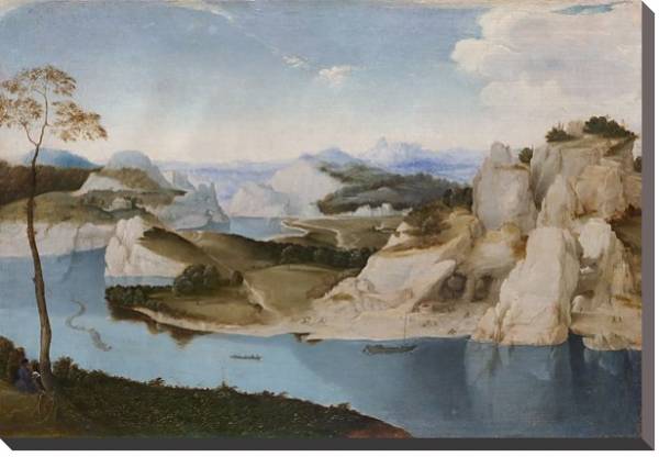 Постер Пейзаж - Река среди гор с типом исполнения На холсте без рамы