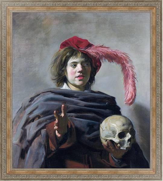Постер Молодой человек с черепом с типом исполнения На холсте в раме в багетной раме 484.M48.310