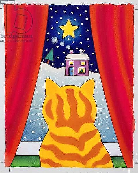 Постер Cat at the Window с типом исполнения На холсте без рамы