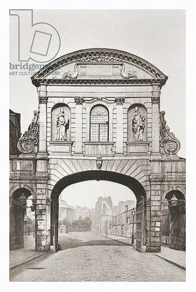 Постер Temple Bar, London England, removed in 1878 с типом исполнения На холсте в раме в багетной раме 221-03