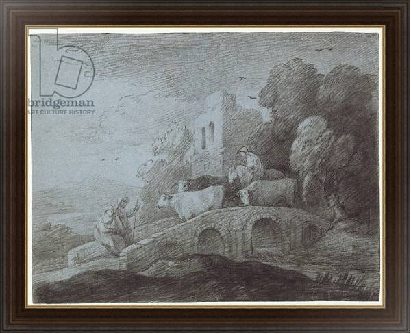 Постер Wooded Landscape with Herdsman Driving Cattle с типом исполнения На холсте в раме в багетной раме 1.023.151