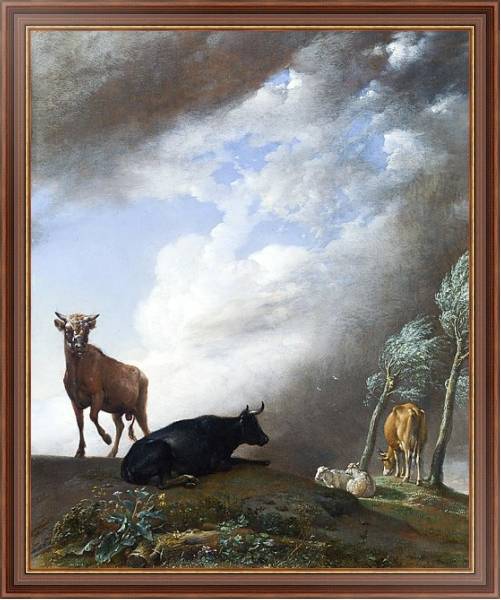 Постер Скот и овцы в шторм с типом исполнения На холсте в раме в багетной раме 35-M719P-83