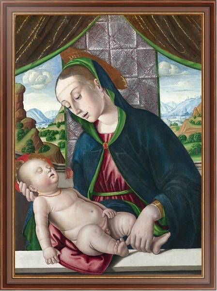 Постер Дева Мария с младенцем 22 с типом исполнения На холсте в раме в багетной раме 35-M719P-83