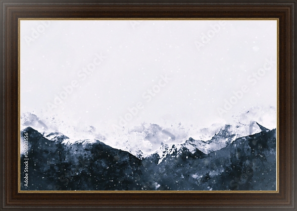 Постер Горный пейзаж зимой с типом исполнения На холсте в раме в багетной раме 1.023.151