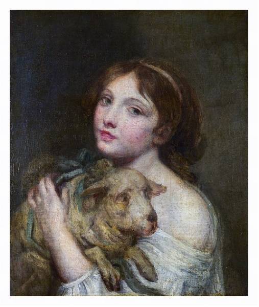 Постер Девушка с ягненком с типом исполнения На холсте в раме в багетной раме 221-03