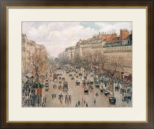 Постер Бульвар Монмартр в Париже с типом исполнения Под стеклом в багетной раме 1.023.036