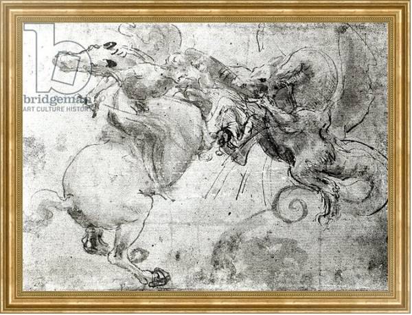 Постер Battle between a Rider and a Dragon, c.1482 с типом исполнения На холсте в раме в багетной раме NA033.1.051