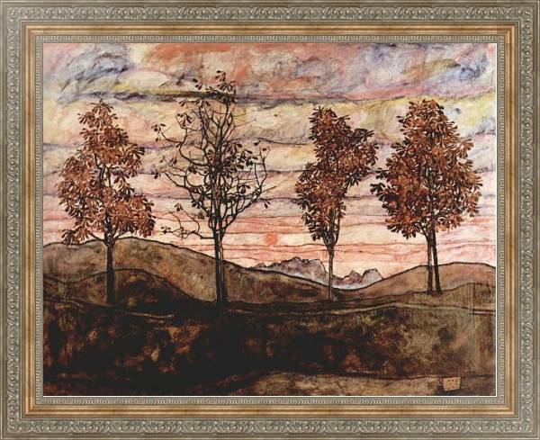 Постер Четыре дерева с типом исполнения На холсте в раме в багетной раме 484.M48.310