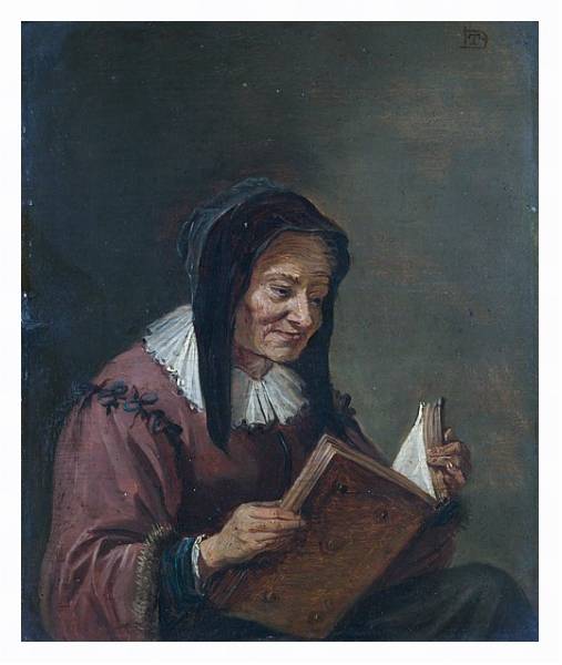 Постер Читающая престарелая женщина с типом исполнения На холсте в раме в багетной раме 221-03
