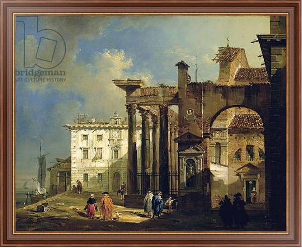 Постер The Portico of the Church of San Lorenzo in Milan, c.1814 с типом исполнения На холсте в раме в багетной раме 35-M719P-83